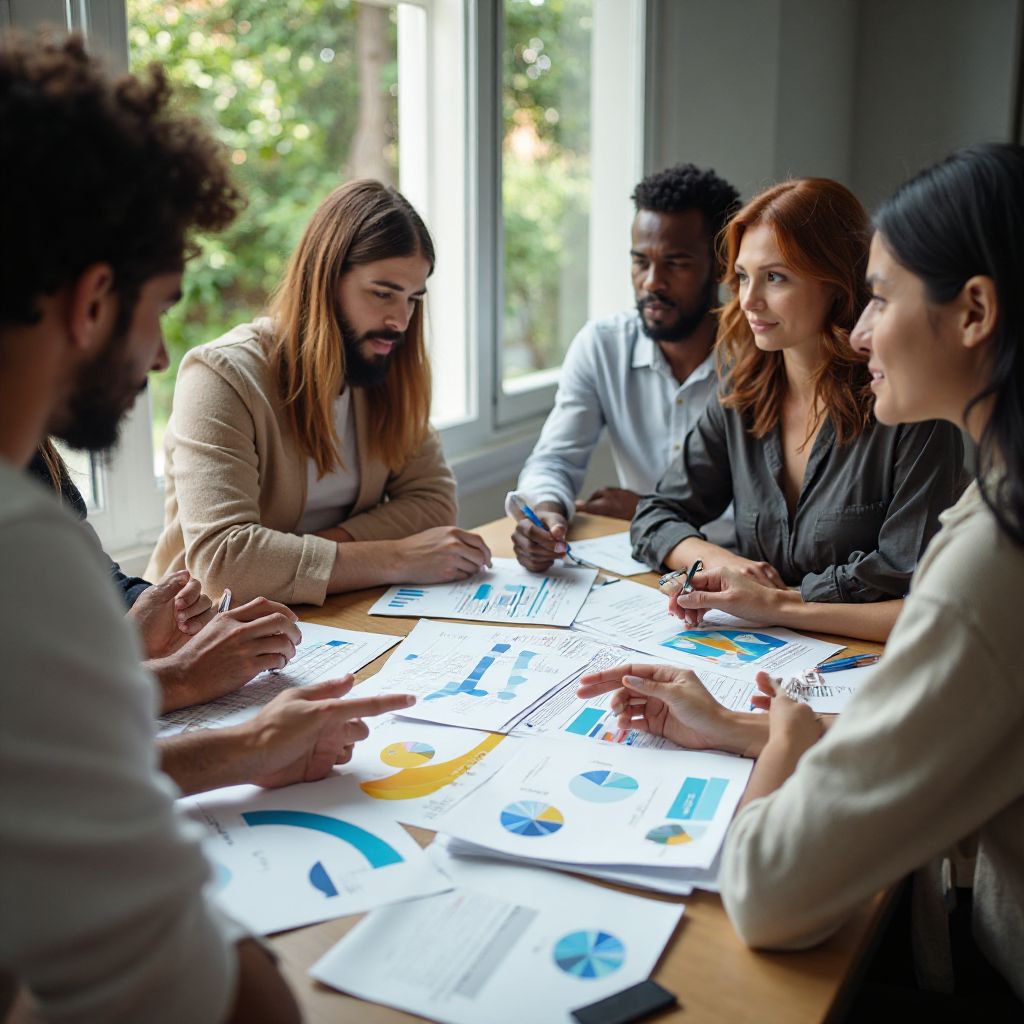 Group of people participating in budget planning workshop