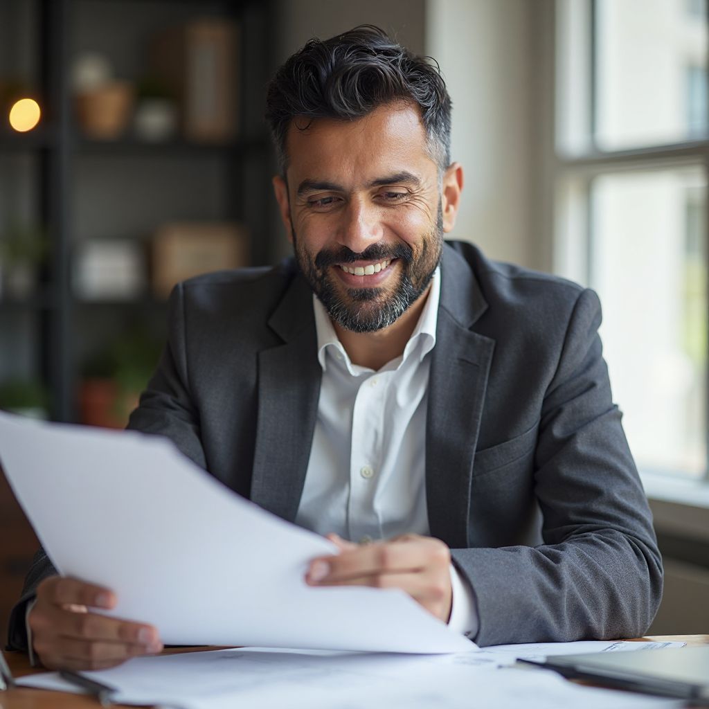 Raj Patel reviewing his investment portfolio